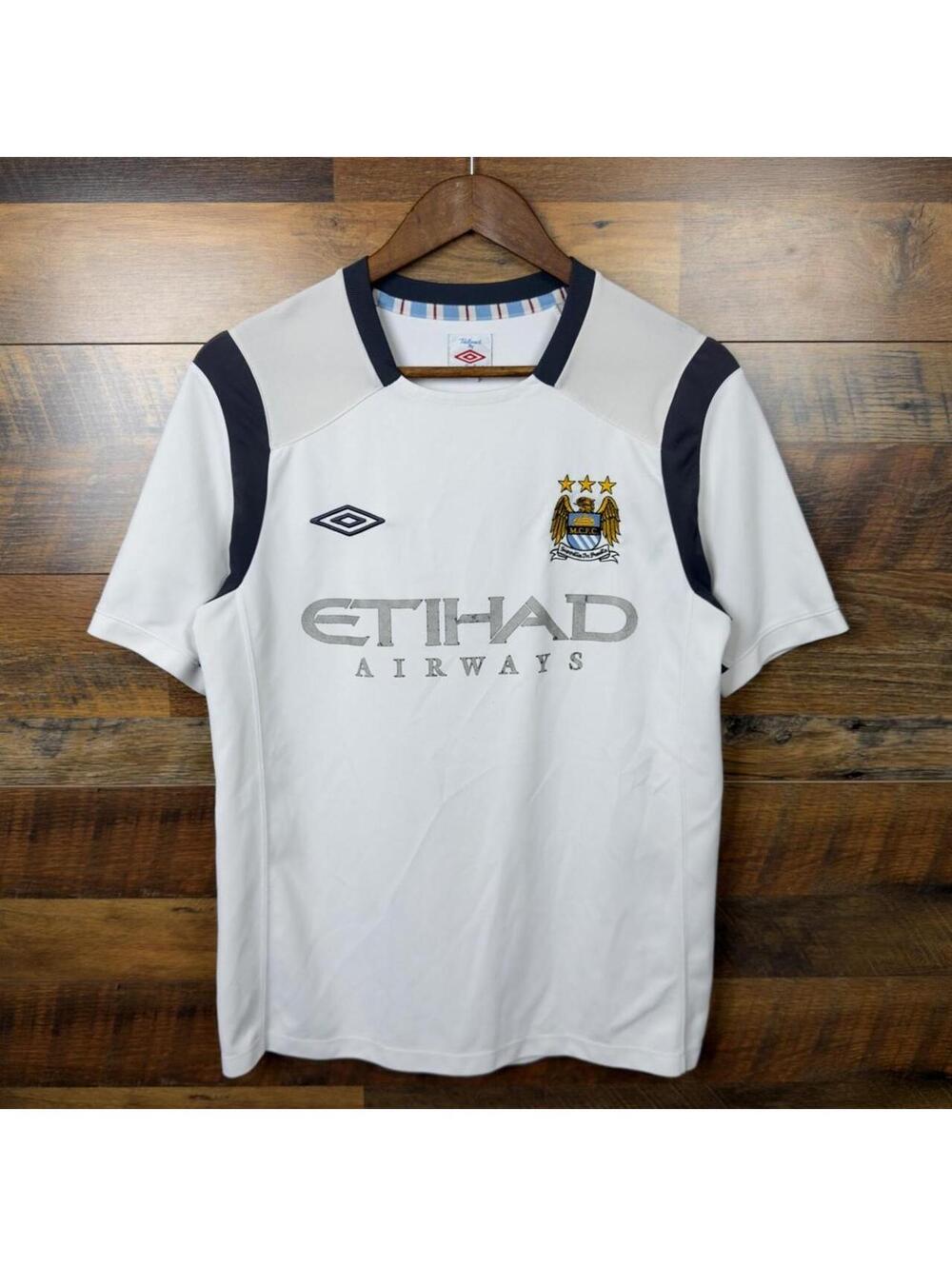 Umbro Manchester City Etihad Airways Soccer Jersey Small White Football Shirt